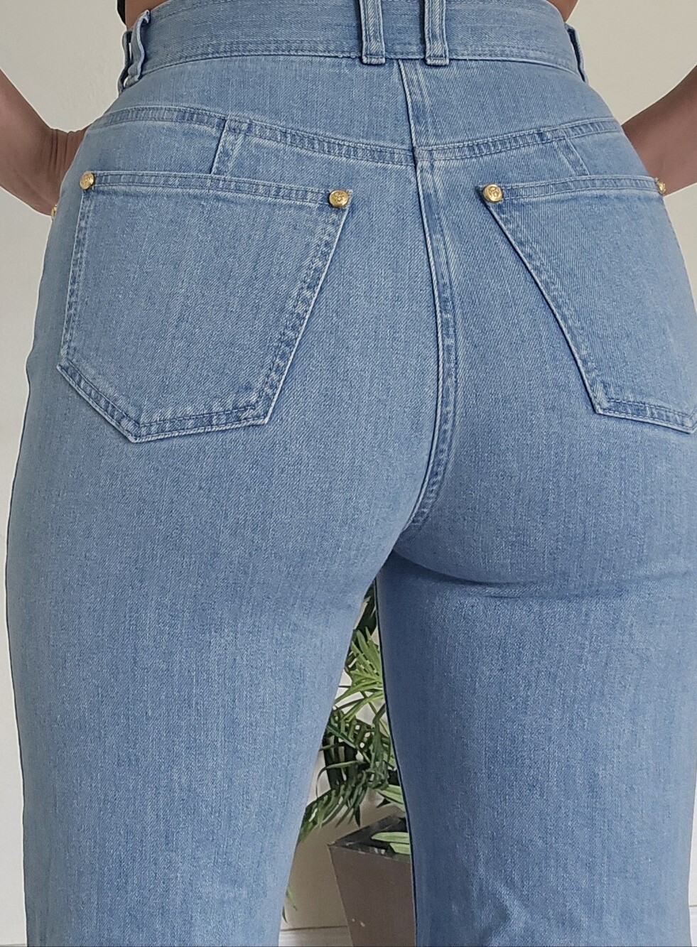 Extra flare retro style blue jeans by Balmain size 40 Tall made in Italy